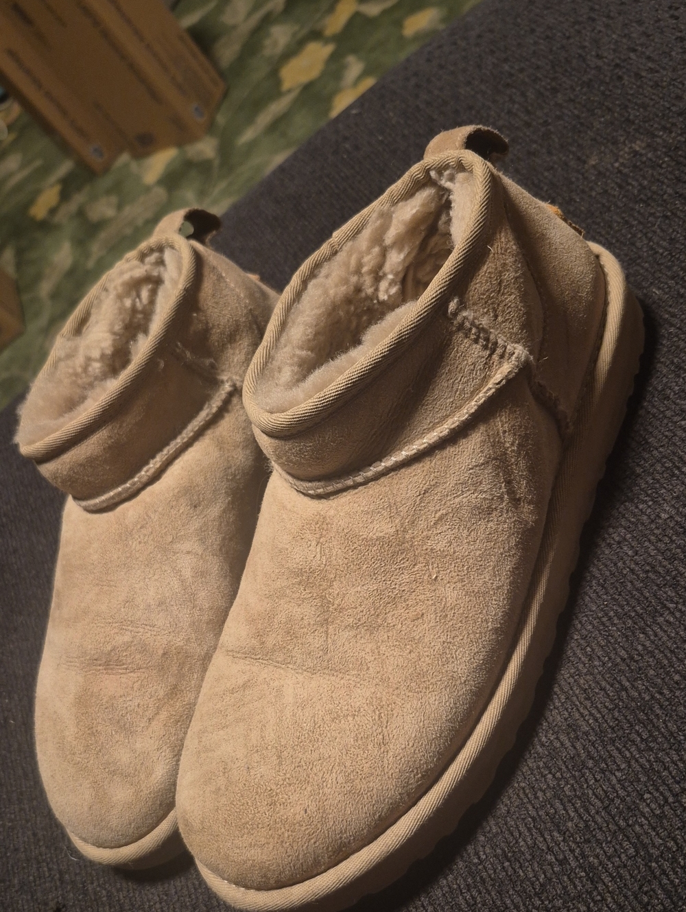 UGG Women's Short Shearling Lined Suede Boots - Beige
